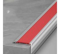 Perfil de aluminio for protección de esquinas de escalones de escalera, perfil for escalones, rampas y pendientes, tira de borde antideslizante en forma de L(Red)