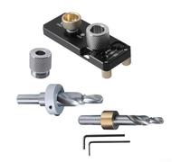Perfil de aluminio Guía de taladro de orificio de acceso Jig Set Fits For 20/30/40 Series Aluminum Profiles, Profile Drilling Guide Tool M8/M6 Step Drill Bit (negro)