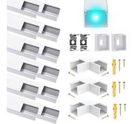 Perfil de aluminio para canal de hasta 16 mm, 12 unidades, perfil de aluminio con cubierta blanca lechosa, adecuado para tiras LED Philips Hue