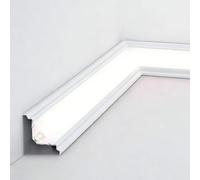 Perfil de Aluminio para LED, Canal de Aluminio del Moldeado de la cornisa del LED for el Techo en el Negro Blanco los 3ft a los 98ft(White,66ft(20m))