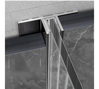 Perfil de aluminio para puerta de ducha de canal en U con almohadilla protectora de vidrio, para accesorios de retención de panel de habitación húmeda, 74.8 pulgadas