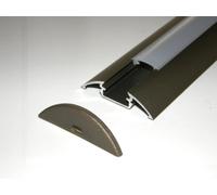 Perfil de aluminio para tiras LED / cintas LED P4, acabado anodizado INOX, cubierta transparente, juego con dos tapas finales, longitud: 1 m / 100 cm / 1000 mm