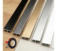 Perfil de aluminio T-S ultrafino, tira adhesiva de umbral de puerta de 270 cm para juntas de suelo sin costuras, Ele Rose d h, 3 piezas de 90 x 3,3 cm
