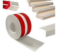 Perfil de borde de escalera autoadhesivo, 2 m, bordes de escaleras, perfil de transición, antideslizante, peldaños de goma flexible, para interiores y exteriores, color gris