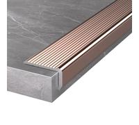 Perfil de Borde de Escalera Metálico, Protector de Escalera en Forma de L, Tiras Antideslizante para Bordes de Escaleras de Aluminio de 30 x 20 mm(Rose Gold,150cm/59in)
