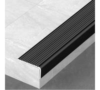 Perfil de Borde de Escalera, Tira Protectora de Borde de peldaño con Ranura Antideslizante, Tira Protectora de Esquina de Seguridad de Aluminio - Negro ||30 x 20 mm