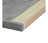 Perfil de borde escalera en forma L, listón transición impermeable, suelo, perfil ranurado aluminio for laminado, azulejos, parquet y mucho más(Gold,4.5x2.3x90cm)