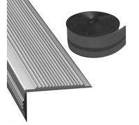 Perfil de borde para escaleras de vinilo en forma de L de 100-1000 cm, autoadhesivo antideslizante de goma flexible para escaleras interiores/exteriores(10x4x120cm)