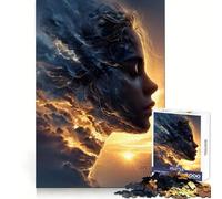 Perfil de Mujer fusionado con Nubes de tormenta Rompecabezas de 1000 Piezas para Adolescentes Ejercicio cognitivo Relajación Ideal para el Tiempo Libre Regalo de Invierno (38x52cm)