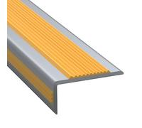 Perfil de Protección de Peldaños Borde para Escaleras de PVC Blando, Adhesivo, Negro Grisáceo, Antideslizante, Vinilo, Protector de Bordes, Moldura Plástica con Ranuras(Gray+Yellow)