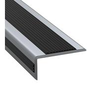 Perfil de Protección de Peldaños Borde para Escaleras de PVC Blando, Adhesivo, Negro Grisáceo, Antideslizante, Vinilo, Protector de Bordes, Moldura Plástica con Ranuras(Gray+Black)