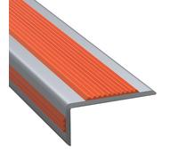 Perfil de Protección de Peldaños Borde para Escaleras de PVC Blando, Adhesivo, Negro Grisáceo, Antideslizante, Vinilo, Protector de Bordes, Moldura Plástica con Ranuras(Gray+Orange)