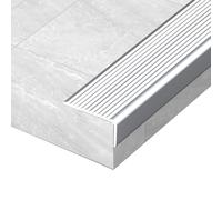 Perfil De Protección Para Borde De Escalón Aluminio, Escaleras Tiras Esquina Para Cantos Perfil De Borde De Escalera, Resist, Para Peldaños De Interior Y Exterior, 0.9(Size:7cm*3cm,Color:Plata Blanco)