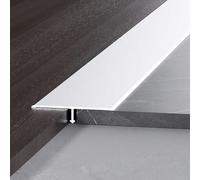 Perfil de transición en T para suelos, 90cm aluminio anodizado, Perfil en T para unión de suelos, laminados y azulejos, autoadhesivo, resistente y fácil montaje(White,W2cm*H0.7mm*L0.9m)
