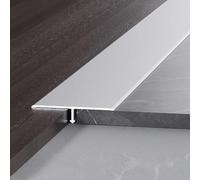Perfil de transición en T para suelos, 90cm aluminio anodizado, Perfil en T para unión de suelos, laminados y azulejos, autoadhesivo, resistente y fácil montaje(Silver,W1.5cm*H0.7mm*L0.9m)