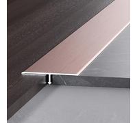 Perfil de transición en T para suelos, 90cm aluminio anodizado, Perfil en T para unión de suelos, laminados y azulejos, autoadhesivo, resistente y fácil montaje(Oro rosa,W2cm*H0.7mm*L0.9m)
