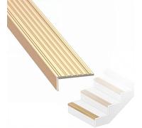 Perfil de Transición Escalera Oro 90 cm - Cantonera Aluminio para Suelo Laminado - Remate Metálico Decorativo Antideslizante(5x2x90cm(1.97x0.79x35.4in))