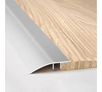 Perfil de Transición para Suelo, Perfil Transición Suelo Desnivel de Aluminio para Moqueta a Laminado, Molduras para Umbrales de Puertas para Moqueta a Baldosas (Silver L 90cm)