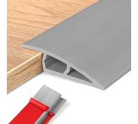 Perfil de Transición para Suelo, Perfil Transición Suelo Desnivel de, PVC Tapajuntas Suelo Adhesivo (Gris, 10~15mm(H),2M(L))