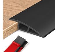 Perfil de Transición para Suelo, Perfil Transición Suelo Desnivel de, PVC Tapajuntas Suelo Adhesivo (Negro, 5~10mm(H),1M(L))