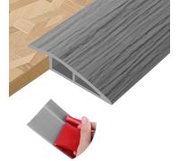 Perfil de transición para suelo tira de umbral adhesivo PVC perfil transición suelo desnivel para umbrales de puertas alfombras (Grano de madera gris claro, 10mm×1m)