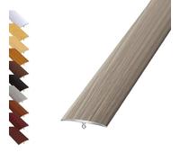 Perfil de Transición T en Aluminio para Suelos - Moldura Divisoria Entre Baldosas, Madera, Moqueta Pavimento Laminado - Tira de Metal para Unión Transición de Suelos(Striped Grey,W3.3cmxL90cm)