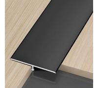 Perfil en T de aluminio y 3 tiras de metal para umbrales de puerta, rellena G entre laminado, azulejos y Flo (negro, ancho)