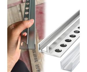 Perfil en U de Aluminio Perfil Fijo en U para Vidrio de 10 mm 12 mm 8 mm, Puerta sin Marco, Mampara Ducha Fija, Perfil en U para Mampara de Ducha, Color Plata, Retenedor(10mm (3/8in),L0.7m(2.3ft))
