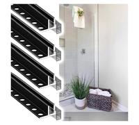 Perfil En U Para Empotrar En Azulejos, Para Paneles De Puertas De Ducha Sin Marco, Aluminio De Alta Resistencia, Riel Guía En Forma De U Para Vidrio(Black 4pcs,10mm/0.39in)