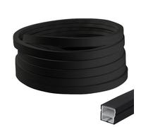 Perfil LED de silicona negro de 3 m, difusor de tira LED flexible de 12×12 mm para paneles acústicos con tapas finales y clips de montaje. Cubierta de tira LED impermeable para luz neón homogénea