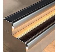 Perfil LED Ed Protect para escalones de RV, Nez de Marche con borde de aluminio, paquete de 10 (104 cm de largo), rieles iluminados para mayor seguridad y visibilidad