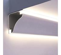 Perfil LED Moldura de Corona con Canal LED de Aluminio, Moldura de Riel LED para Techo y Pared para Luces Dobles, Moldura de Iluminación Indirecta Lineal con Pantalla(3ft(1m))