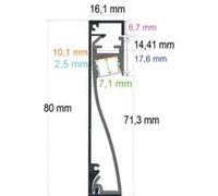 Perfil led para rodapié o pared de 80 mm x 16,1 mm 168016