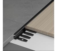 Perfil Transición Suelo Para Baldosas De Pared Y Suelo - Barras De Aluminio En Forma De C Para Bordes De Suelo, Tira Divisoria Plana Para Unión De Huecos En Suelos(Negro,10.0mm)