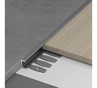 Perfil Transición Suelo Para Baldosas De Pared Y Suelo - Barras De Aluminio En Forma De C Para Bordes De Suelo, Tira Divisoria Plana Para Unión De Huecos En Suelos(Gray,10.0mm)