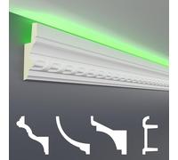 Perfiles de estuco HEXIM LED paquetes de ahorro - Iluminación indirecta con embellecedores de techo de PU, claros y opacos- (10m LED-5) Stucco Profile Set