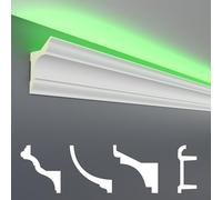 Perfiles de estuco HEXIM LED paquetes de ahorro - Iluminación indirecta con molduras de techo de PU, luz y opaco- (20m LED-4) Accesorios de pared decorativos