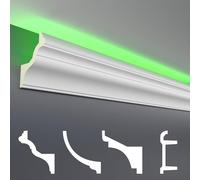 Perfiles de estuco HEXIM LED paquetes de ahorro - Iluminación indirecta con perfiles de techo de PU, luz y opacidad- (10m LED-6) fachadas de cala de luz blanca
