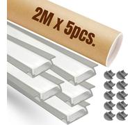 Perfiles LED De Aluminio Empotrables Evotrade - Lote Promo 5 Barras De 2 M Con Cubierta Opalina Y Tapas Finales - Color Aluminio