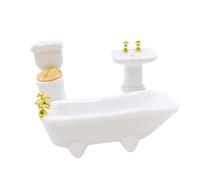 perfk 1/12 Casa de Muñecas en Miniatura Muebles de Baño de Cerámica Fregadero de Bañera 3 Unids/Set, #3