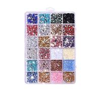 perfk 1 Caja de Piedras Sintéticas para Arte de Uñas Mixtas con Fondo Plano Cristales Decorativos para Manicura Set de Diamantes para Artesanía Adecua, Color oscuro