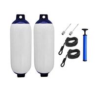 perfk 2 Piezas Defensas para Barco Set Anticolisión con Cuerdas Y Herramienta de Inflado Material PVC Resistente Adecuado para Lanchas Y Navegación Recreati, Blanco y Azul