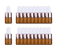 perfk 20 unidades de botellas cuentagotas de aceite esencial, botellas de viaje con cuentagotas de vidrio, viales para aceites corporales cosméticos, 1ml