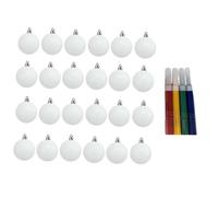 perfk 25 Bolas Navideñas Irrompibles, con 4 Rotuladores Surtidos, 3 cm, para Pintar, para Colgar, Hogar, Fiesta y Dibujo