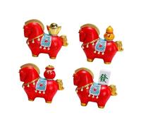 perfk 4 esculturas de Caballo Feng Shui, Figuras de Resina, estatuas de Animales, Adornos de Mesa para Patio, gabinete, Regalo para Amigos, Rojo