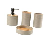 perfk 4X Accesorios de baño Soporte para Cepillo de Dientes Decoración de baño Vaso para Enjuague bucal Moderno Accesorio de baño Juego Completo para, Beige
