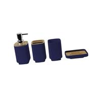 perfk Accesorios de baño 4X Set dispensador de loción de Bomba con Bote de Basura, dispensador de jabón y Soporte de Cepillo de Dientes para Regalo de, Azul Oscuro