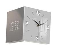 perfk Adorno de Reloj de Esquina de Doble Cara decoración de la Pared de Pared montada en la Pared de la Pared para la Sala de Estar de la Sala del Patio, Gris