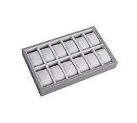 perfk Bandeja de Joyería para Reloj, Brazalete, Caja de Almacenamiento de Exhibición de Reloj, Cuero PU de Madera para Hombres Y Mujeres, Organizad, 12 Ranuras