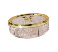 perfk Bandeja para Servir Comida, giratoria, compacta, a Prueba de Polvo, Transparente, para Aperitivos, Secos, para el Comedor, año, Arco Dorado